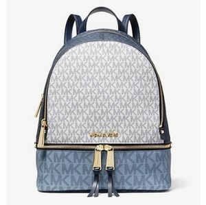 Rhea Medium Color Block Logo backpack USED ONCE